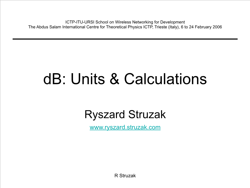 Db: Units & Calculations