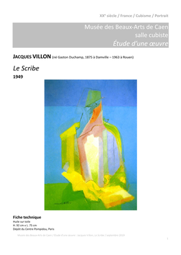 Jacques Villon, Le Scribe / Septembre 2019 1