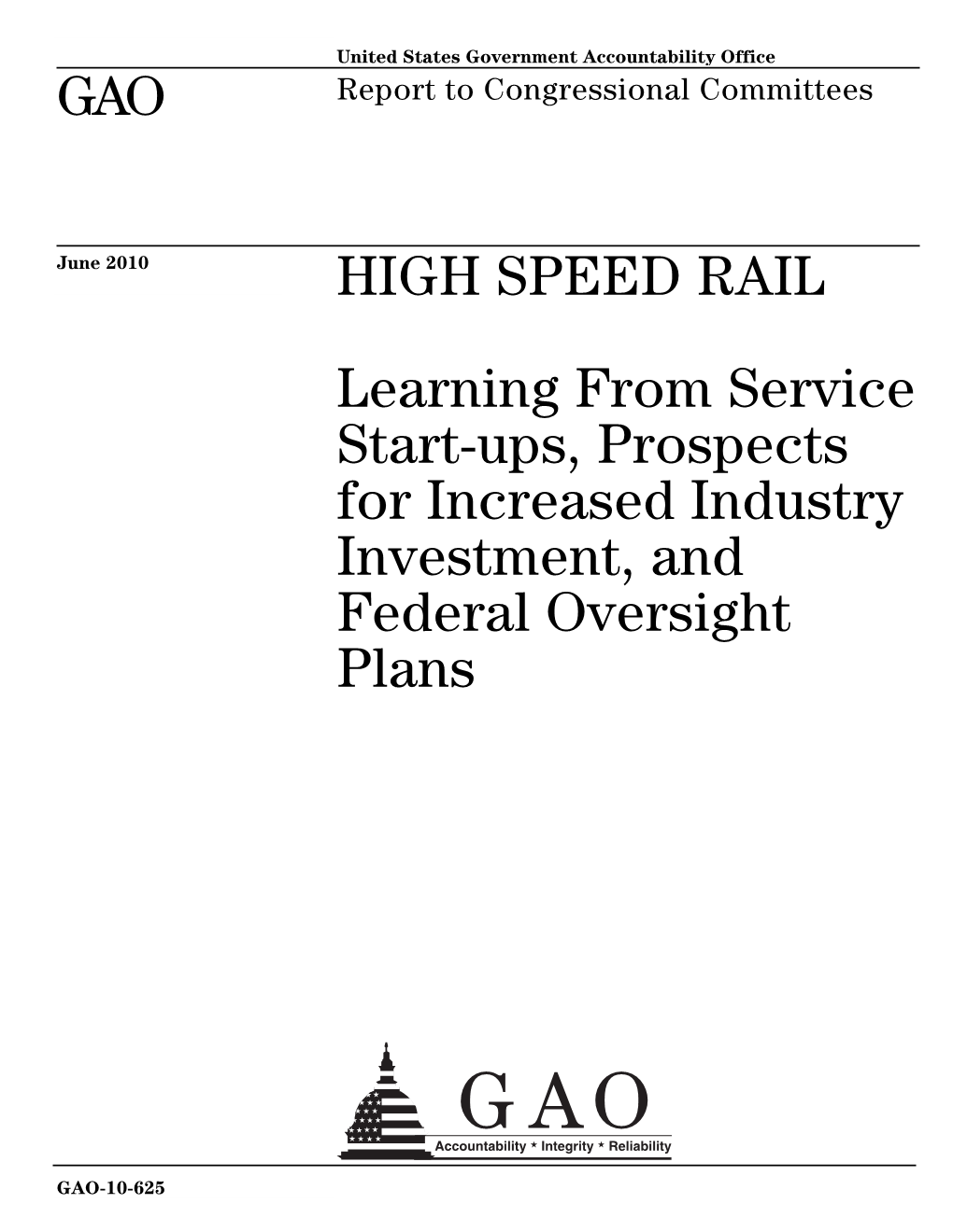 GAO-10-625 High Speed Rail
