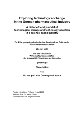 Exploring Technological Change in the German Pharmaceutical Industry