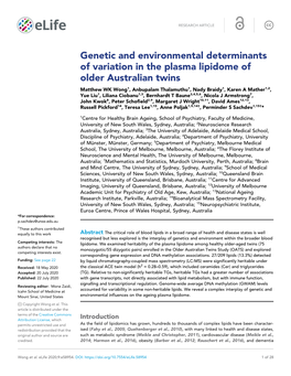 Genetic and Environmental Determinants of Variation in The