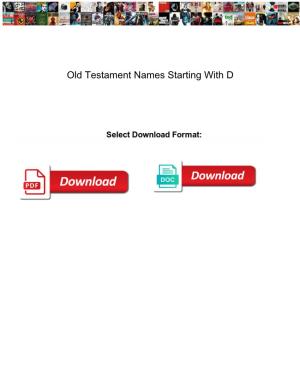 Old Testament Names Starting with D