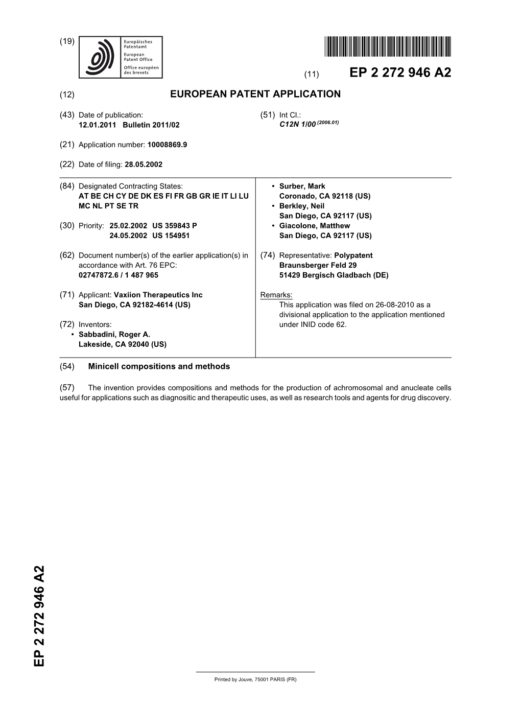 Minicell Compositions and Methods