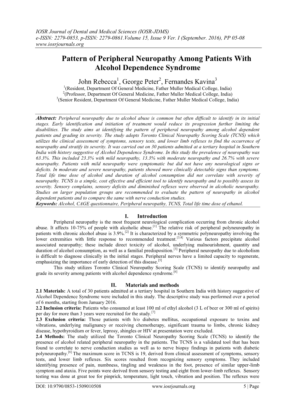 Pattern of Peripheral Neuropathy Among Patients with Alcohol Dependence Syndrome