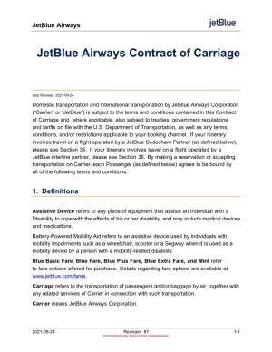 Jetblue Airways Contract of Carriage