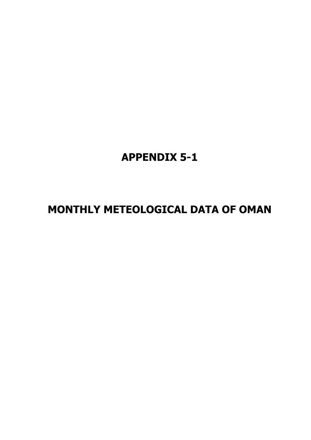 Appendix 5-1 Monthly Meteological Data of Oman