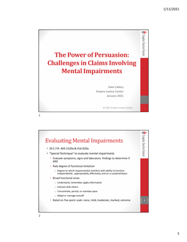 The Power of Persuasion: Challenges in Claims Involving Mental Impairments