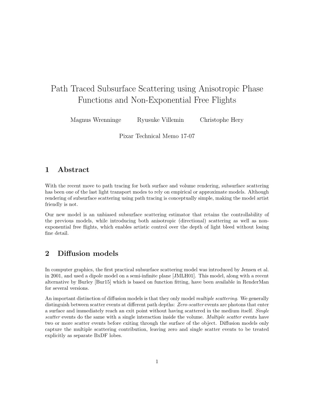 Path Traced Subsurface Scattering Using Anisotropic Phase Functions and Non-Exponential Free Flights