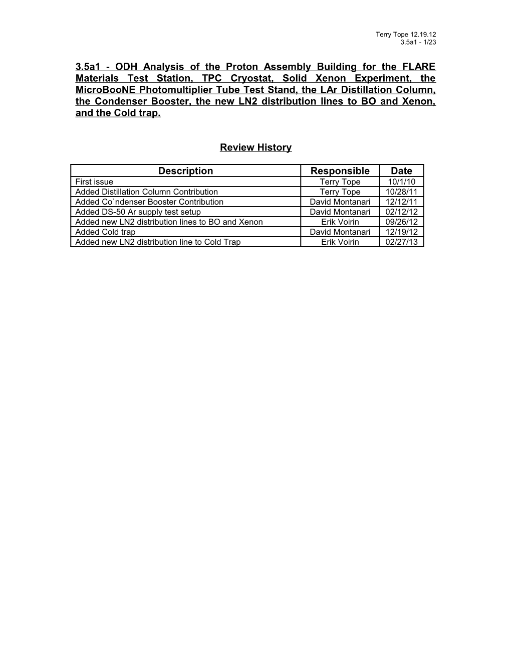 3.5A1 - ODH Analysis of the Proton Assembly Building for the FLARE Materials Test Station