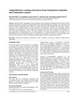 Antiproliferative Xanthone Derivatives from Calophyllum Inophyllum and Calophyllum Soulattri