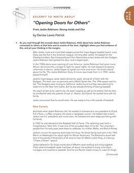 “Opening Doors for Others”