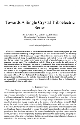 Towards a Single Crystal Triboelectric Series