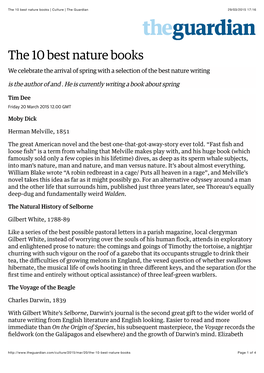 The 10 Best Nature Books | Culture | the Guardian 29/03/2015 17:16