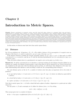 Chapter 2. Introduction to Metric Spaces
