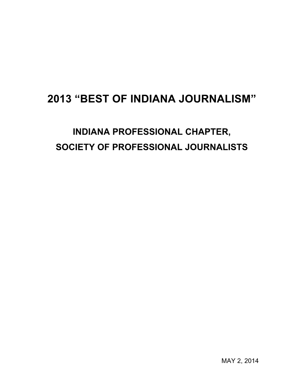 2013 “Best of Indiana Journalism”