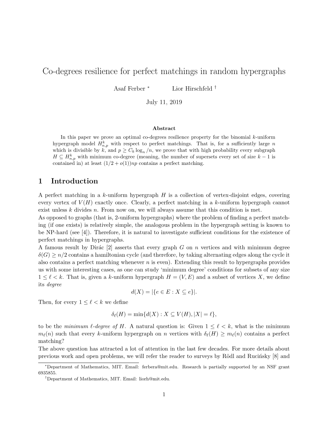 Co-Degrees Resilience for Perfect Matchings in Random Hypergraphs