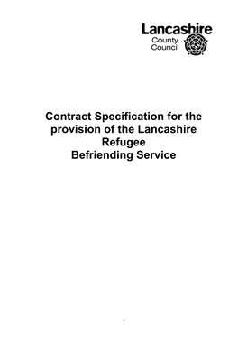 Contract Specification for the Provision of the Lancashire Refugee Befriending Service