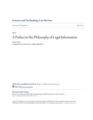 A Preface to the Philosophy of Legal Information Kevin P