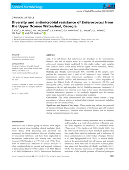 Diversity and Antimicrobial Resistance of Enterococcus from the Upper Oconee Watershed, Georgia S