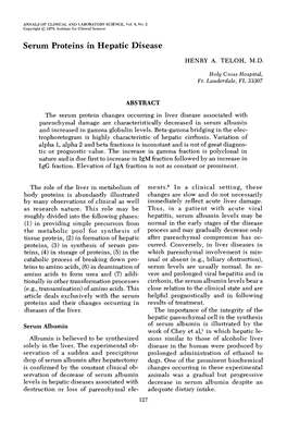 Serum Proteins in Hepatic Disease