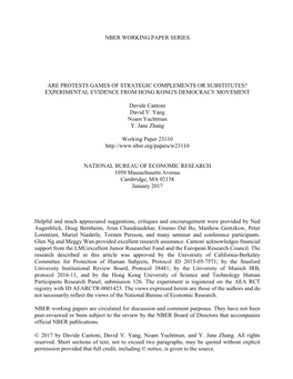 Are Protests Games of Strategic Complements Or Substitutes? Experimental Evidence from Hong Kong's Democracy Movement
