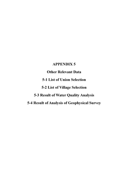 APPENDIX 5 Other Relevant Data 5-1 List of Union Selection 5-2 List Of