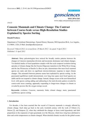 Cenozoic Mammals and Climate Change: the Contrast Between Coarse-Scale Versus High-Resolution Studies Explained by Species Sorting