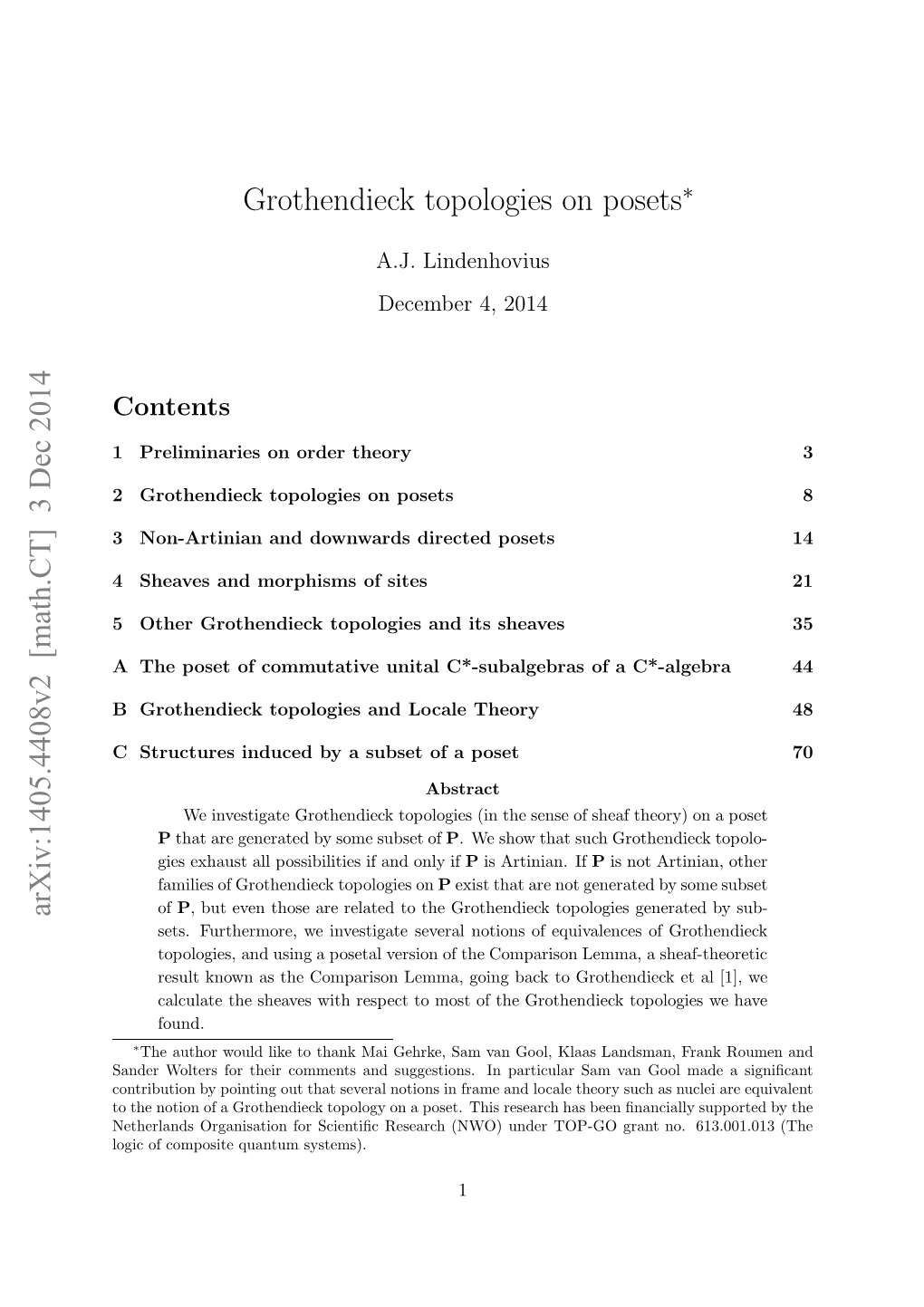 Grothendieck Topologies on a Poset