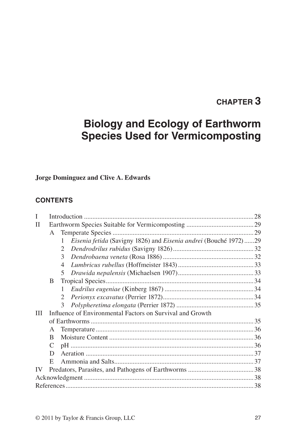 Biology and Ecology of Earthworm Species Used for Vermicomposting