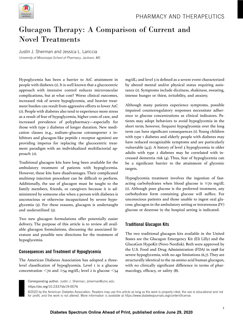 Glucagon Therapy: a Comparison of Current and Novel Treatments