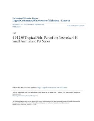 4-H 280 Tropical Fish : Part of the Nebraska 4-H Small Animal and Pet Series