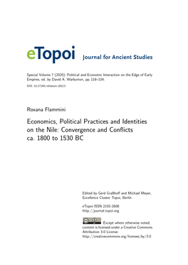 Economics, Political Practices and Identities on the Nile: Convergence and Conflicts Ca