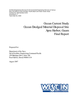 Ocean Dredged Material Disposal Site, Apra Harbor, Guam: Final Report