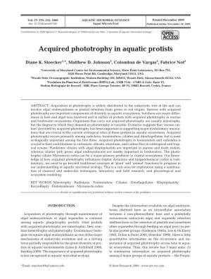 Acquired Phototrophy in Aquatic Protists