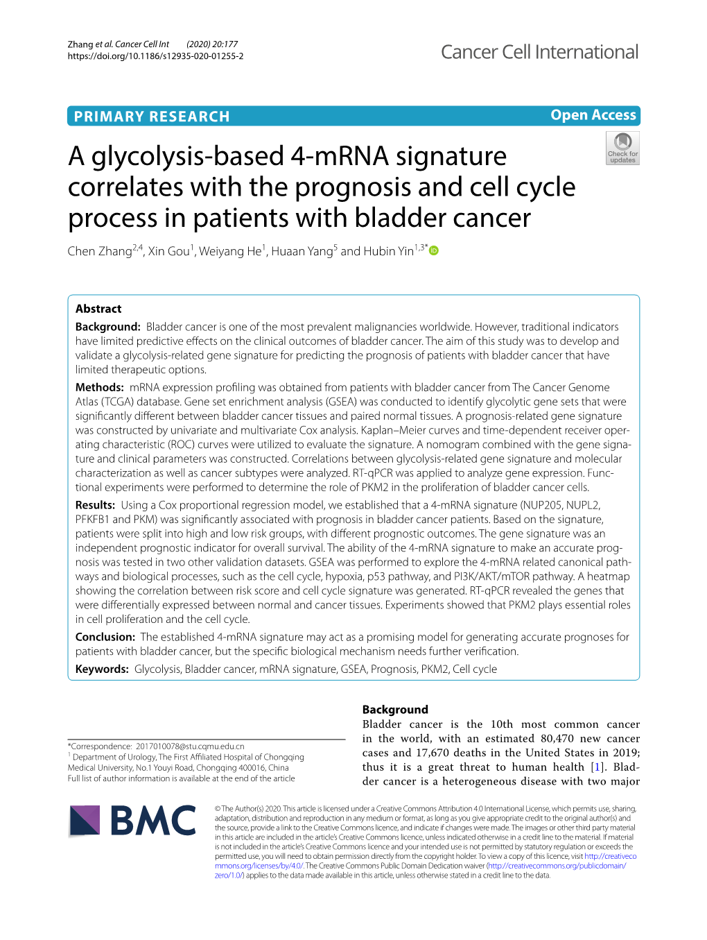 A Glycolysis-Based 4-Mrna Signature Correlates with the Prognosis And