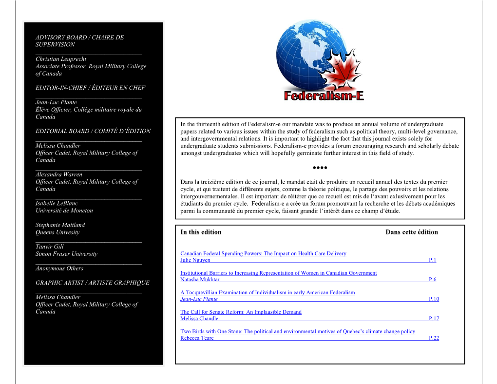 Canadian Federal Spending Powers