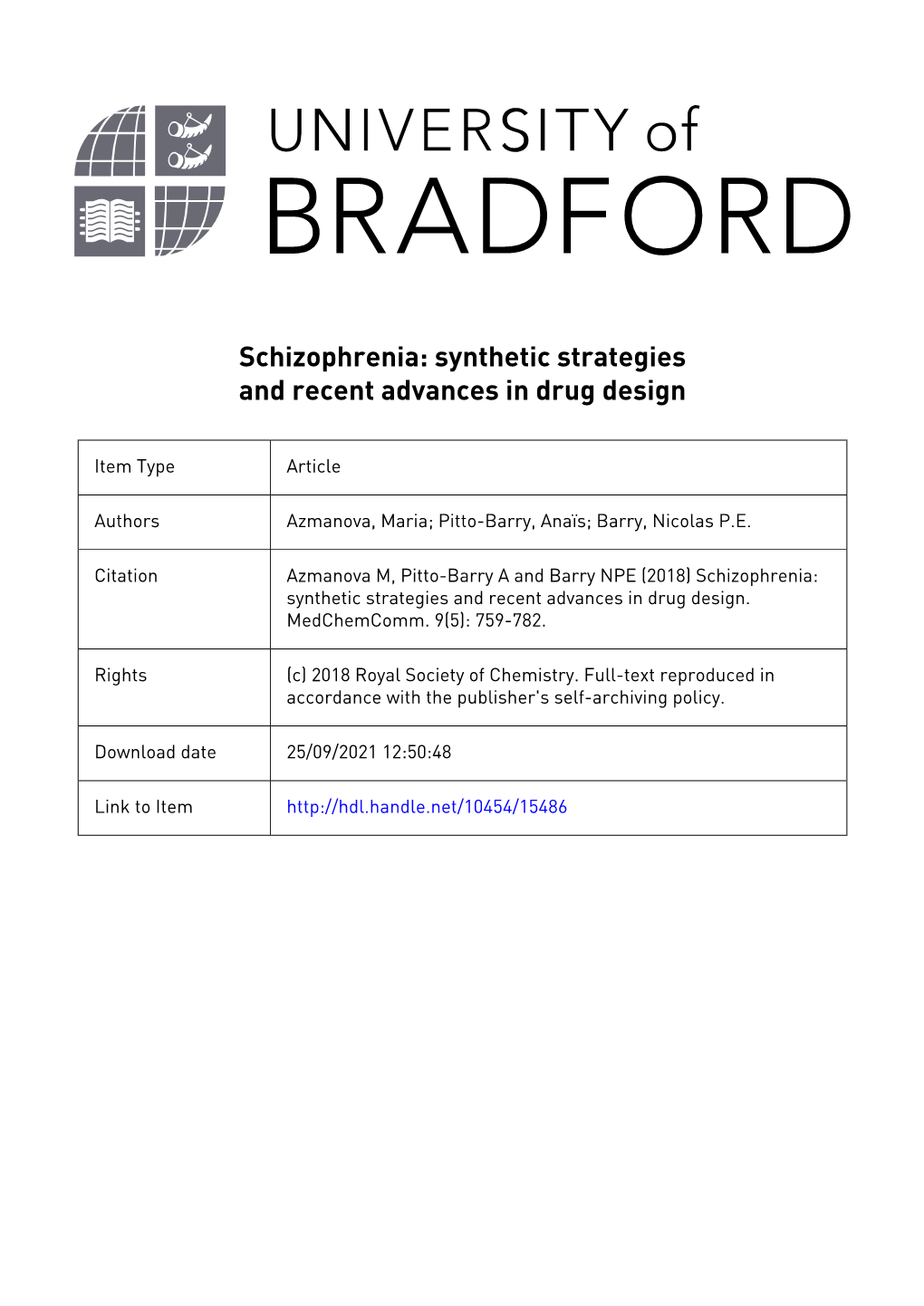 The University of Bradford Institutional Repository