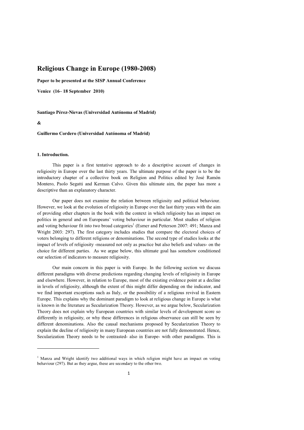 Religious Change in Europe (1980-2008)