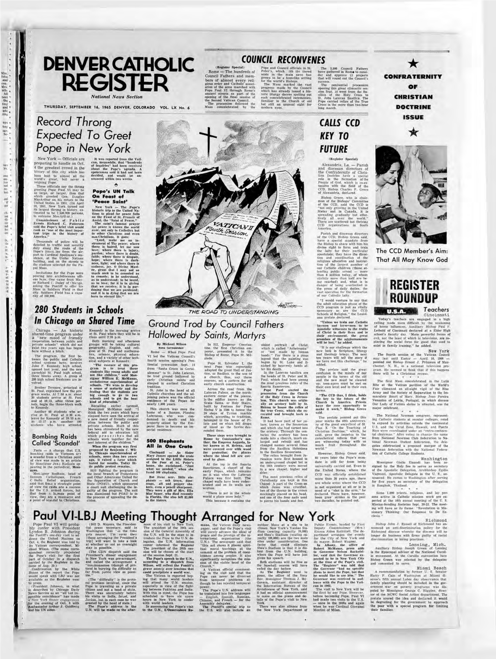 Denver Catholic Register September 16, 1965 Faith, 366 Fifth Avenue, New York, N
