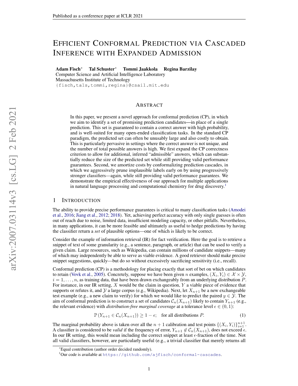 Efficient Conformal Prediction Via Cascaded Inference with Expanded