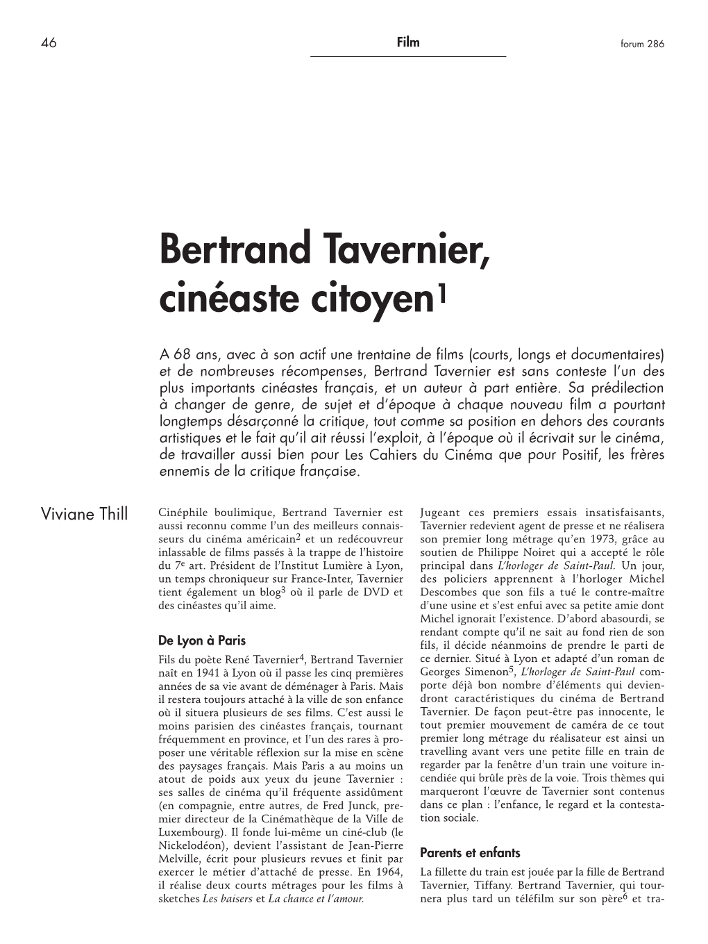 Bertrand Tavernier, Cinéaste Citoyen1