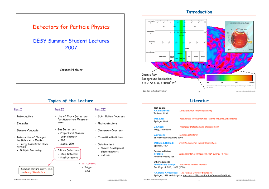 Detectors for Particle Physics Einführung