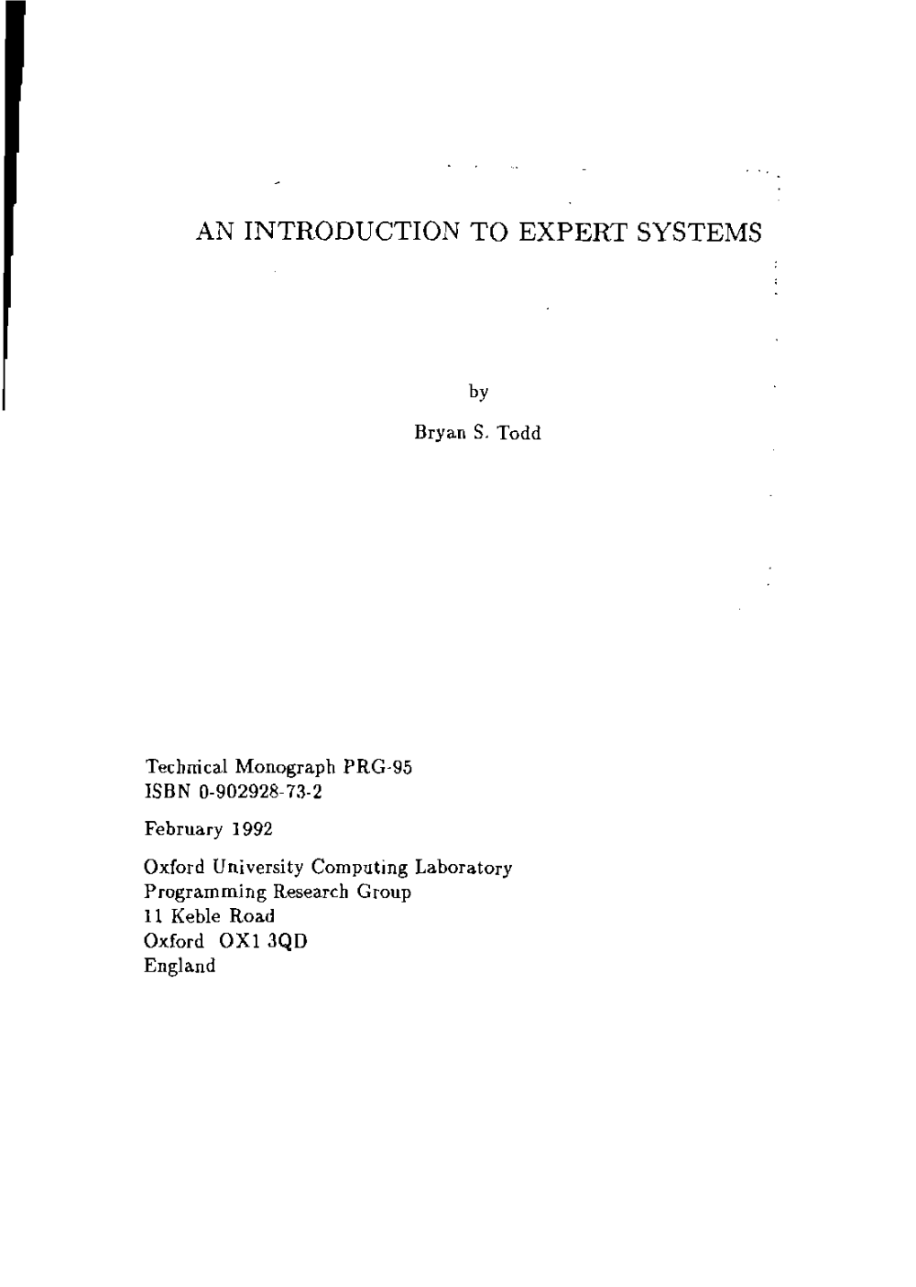 An Introduction to Expert Systems