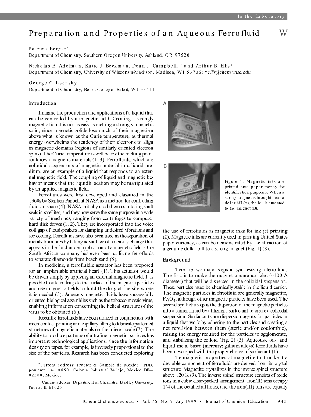 Preparation and Properties of an Aqueous Ferrofluid W