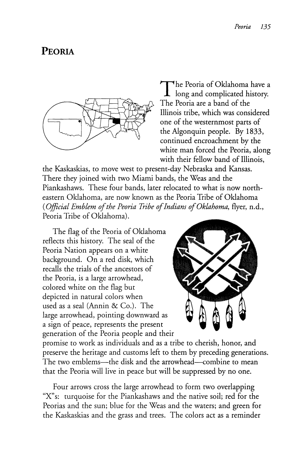 ^ I ^He Peoria of Oklahoma Have a X Long and Complicated History. The