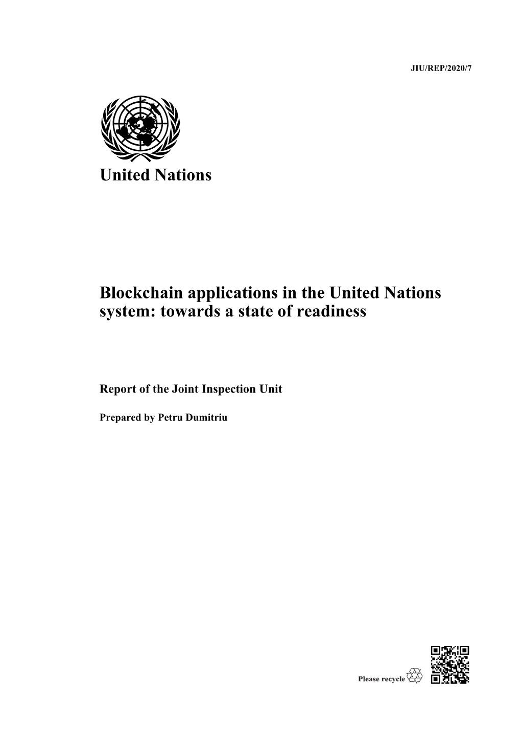 United Nations Blockchain Applications in The