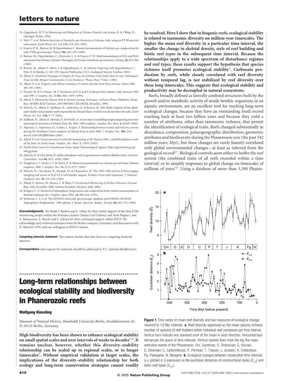 Long-Term Relationships Between Ecological Stability and Biodiversity in Phanerozoic Reefs