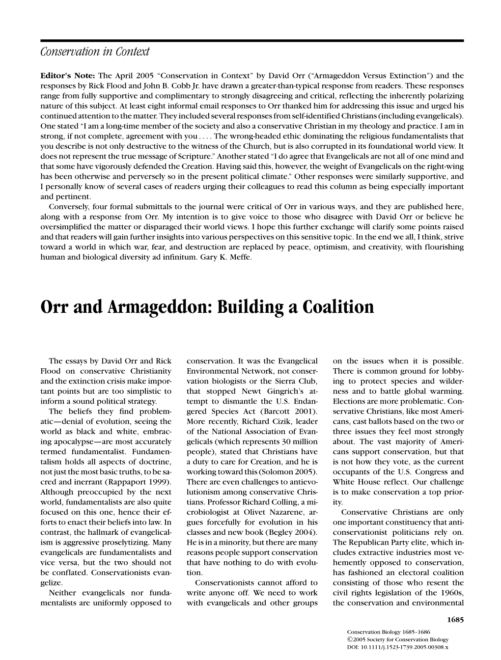 Orr and Armageddon: Building a Coalition