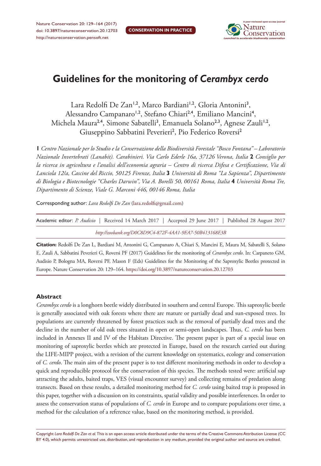 ﻿Guidelines for the Monitoring of Cerambyx Cerdo