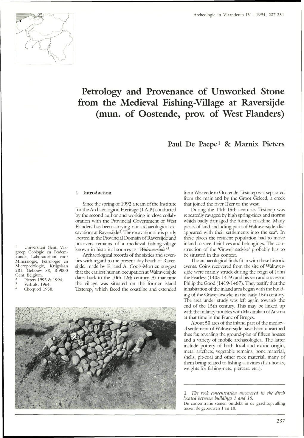 Petrology and Provenance of Unworked Stone from the Medieval Fishing-Village at Raversijde (Mun